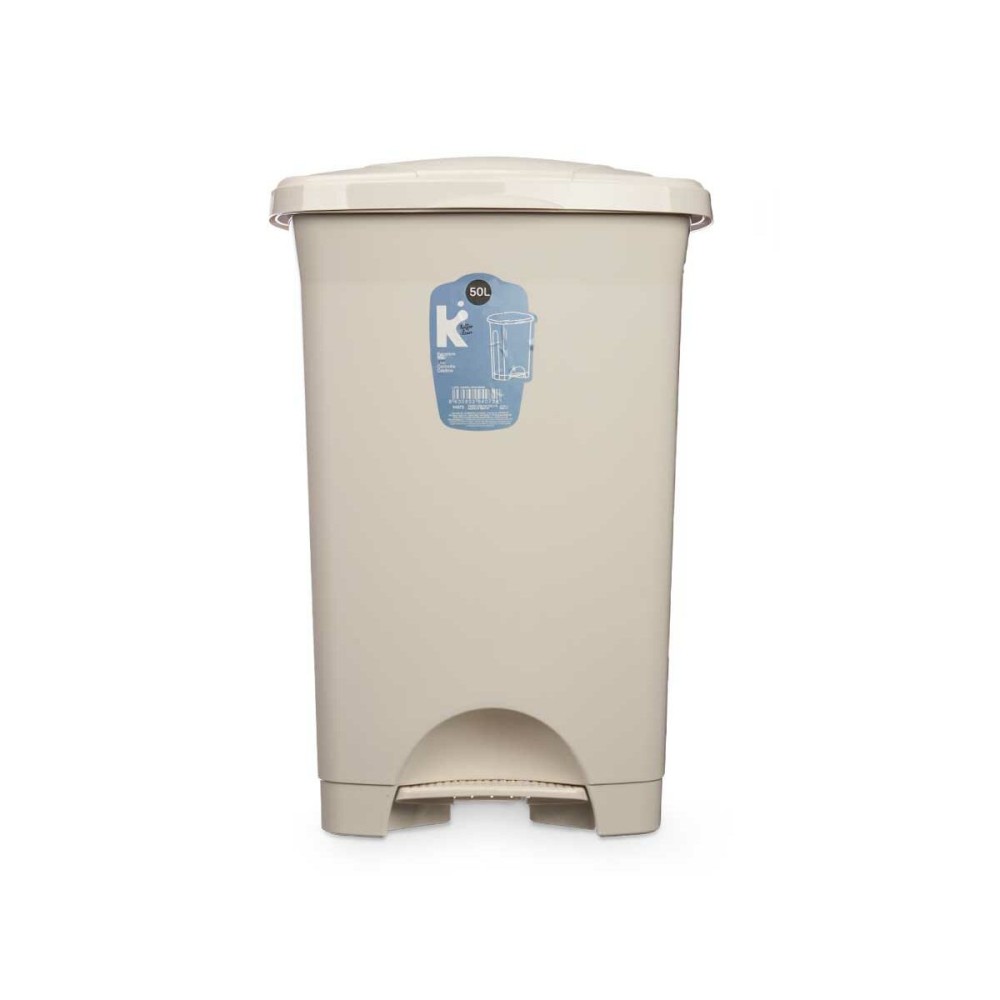 Papierkorb mit Pedal Beige Kunststoff 50 L (3 Stück)