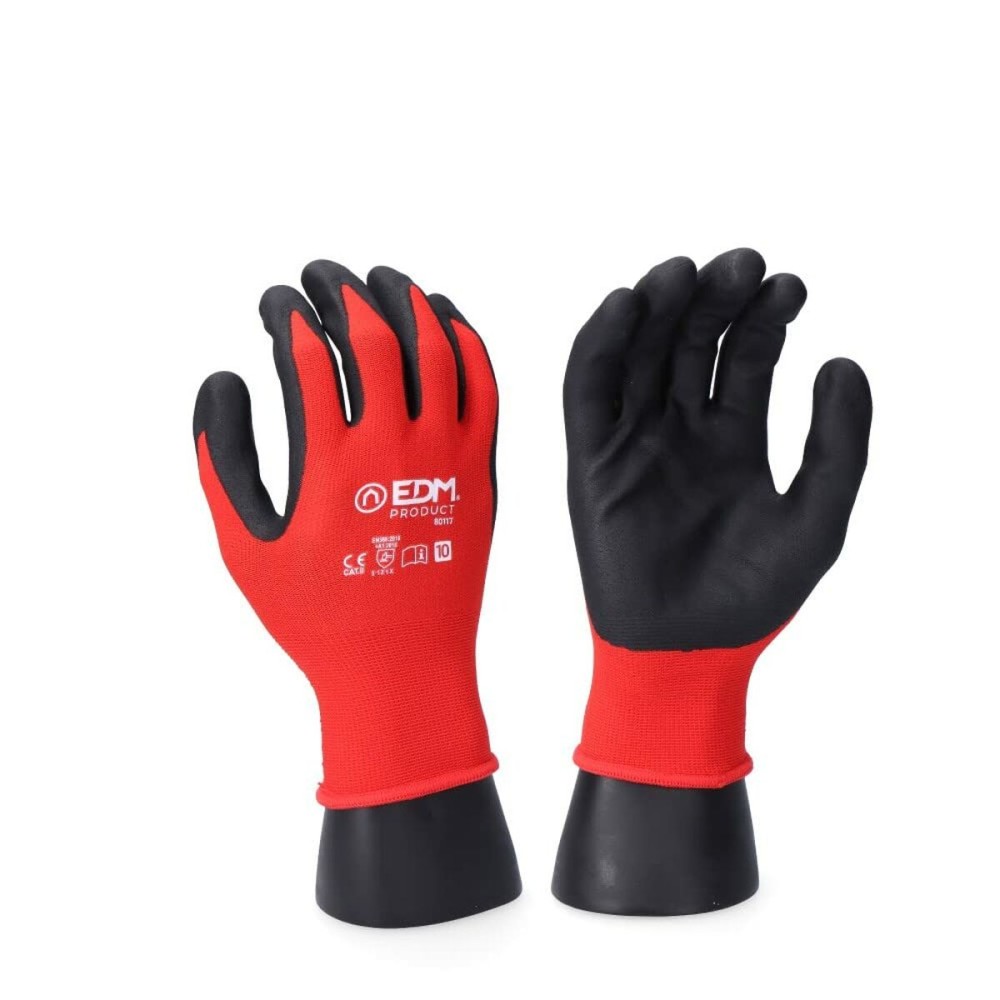 Work Gloves EDM Red Lycra Nitrile Touchpad Industrial