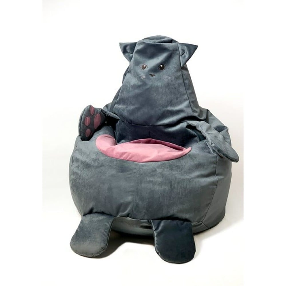 Pouf GO GIFT Gris Oxford Chat 130 x 90 cm