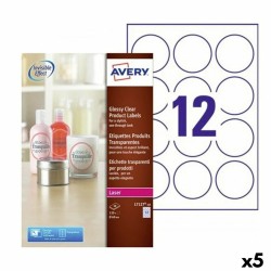 Etiquettes pour Imprimante Avery Transparent Rond 10 Volets ø 60 mm (5 Unités)