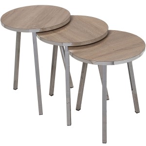 Jeu de 3 tables Alexandra House Living Marron Doré Bois