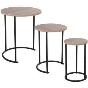 Set of 3 tables Alexandra House Living Brown Black Wood