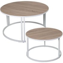 Set of 2 tables Alexandra House Living White Brown Wood