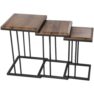 Jeu de 3 tables Alexandra House Living Marron Noir Bois