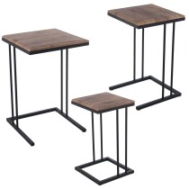 Jeu de 3 tables Alexandra House Living Marron Noir Bois