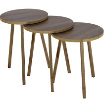 Set of 3 tables Alexandra House Living Brown Golden Wood