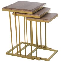 Jeu de 3 tables Alexandra House Living Marron Doré Bois