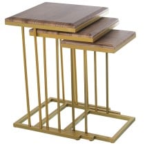 Set of 3 tables Alexandra House Living Brown Golden Wood