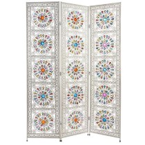 Folding screen Alexandra House Living White Metal 120 x 172 x 3 cm