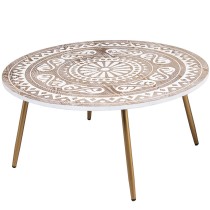 Table Basse Alexandra House Living Blanc Marron Métal 90 x 42 x 90 cm