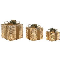 Weihnachtsschmuck DKD Home Decor Weiß Gold natürlich 25 x 25 x 25 cm (3 Stücke)