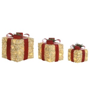 Christmas bauble DKD Home Decor White Red Golden 25 x 25 x 25 cm (3 Pieces)