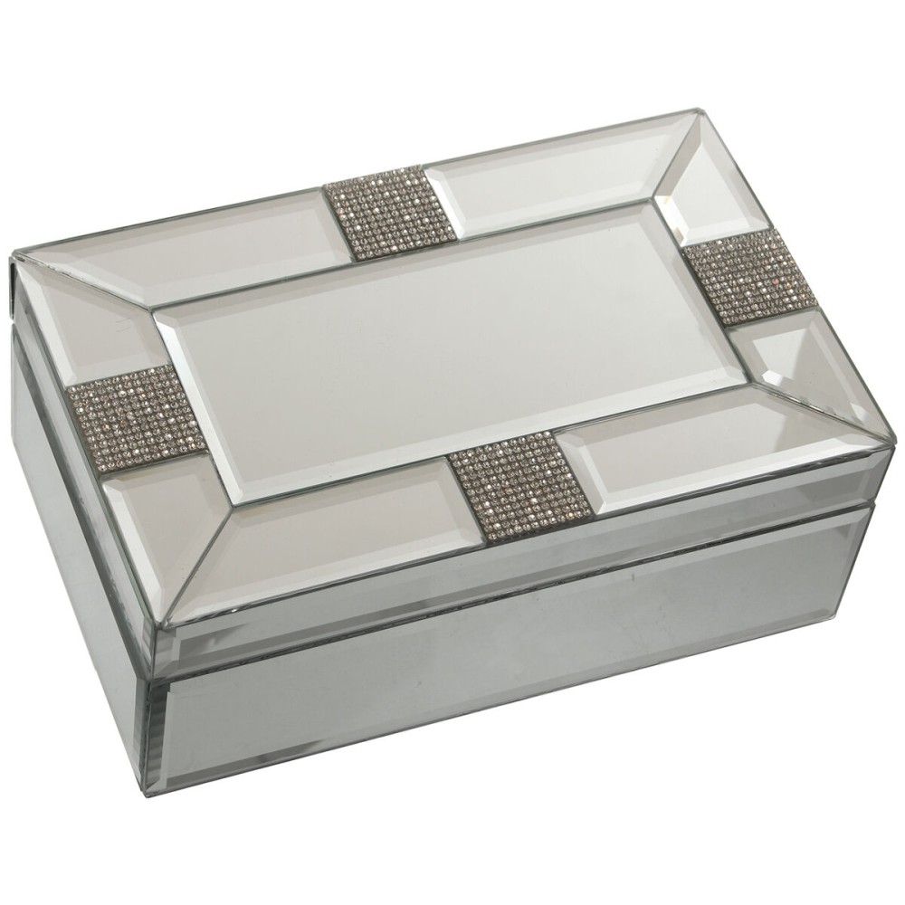 Jewelry box Alexandra House Living Grey Crystal Mirror 21 x 8 x 13 cm