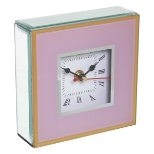 Horloge de table Alexandra House Living Rose Verre 14 x 14 x 4 cm