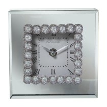 Table clock Alexandra House Living Grey Crystal Mirror 15 x 15 x 5 cm