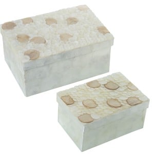 Set of decorative boxes Alexandra House Living Brown Mother of pearl 2 Pieces