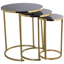 Jeu de 3 tables Alexandra House Living Noir Doré Bois