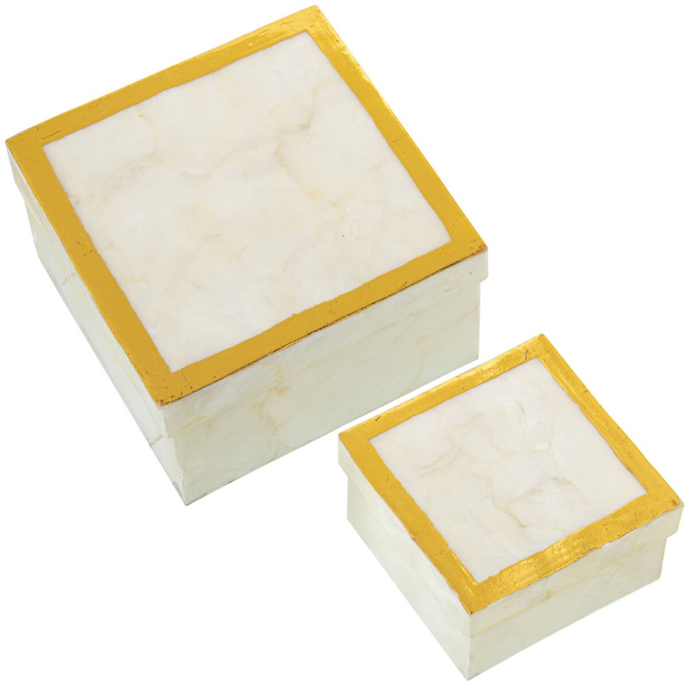 Set of decorative boxes Alexandra House Living Golden Mother of pearl 2 Pieces