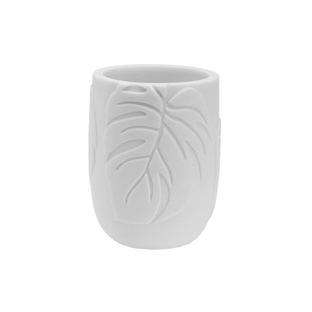 Toothbrush Holder Versa Palm White Resin 7 x 9 x 7 cm