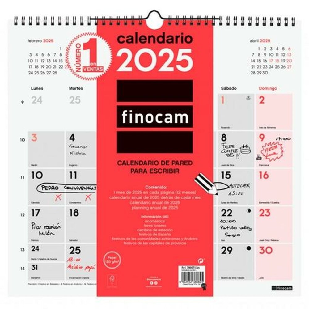 Wandkalender Finocam Papier 2025 34 x 32 cm