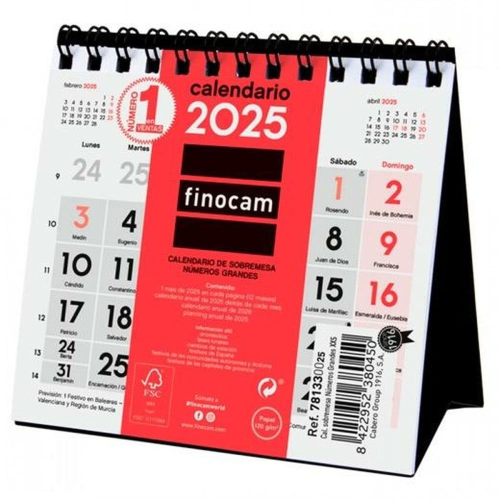 Calendrier de bureau Finocam Papier 11 x 11 cm 2025