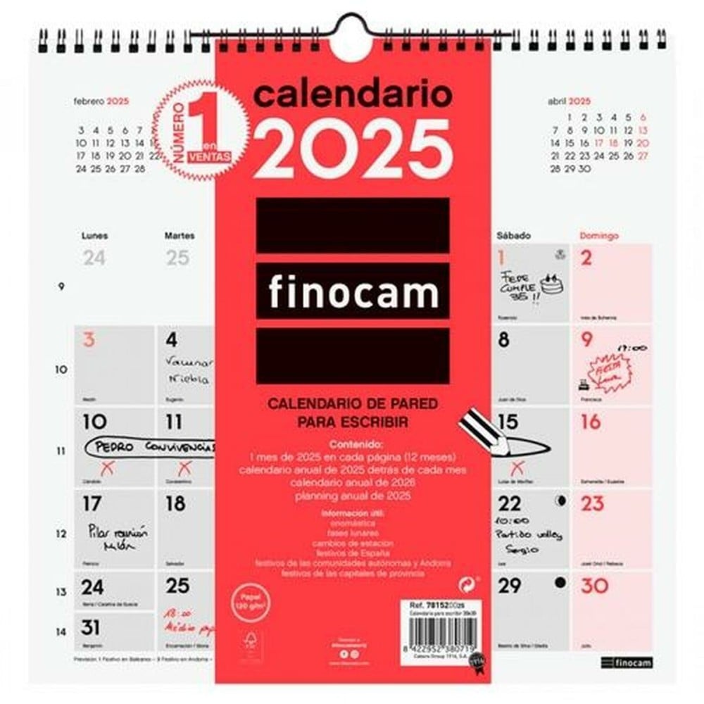 calendrier mural Finocam Papier 2025 30 x 30 cm