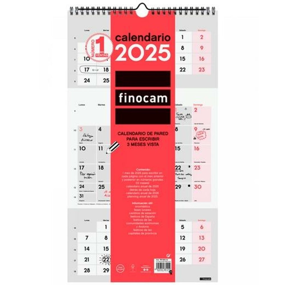 Wall calendar Finocam Paper 2025 23,6 x 43 cm