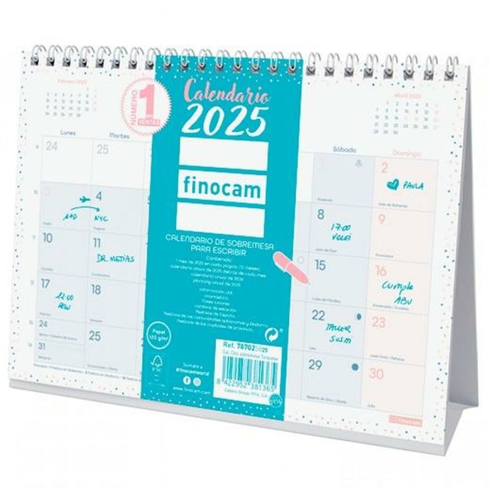 Tischkalender Finocam CHIC türkis Papier 21 x 15 cm 2025