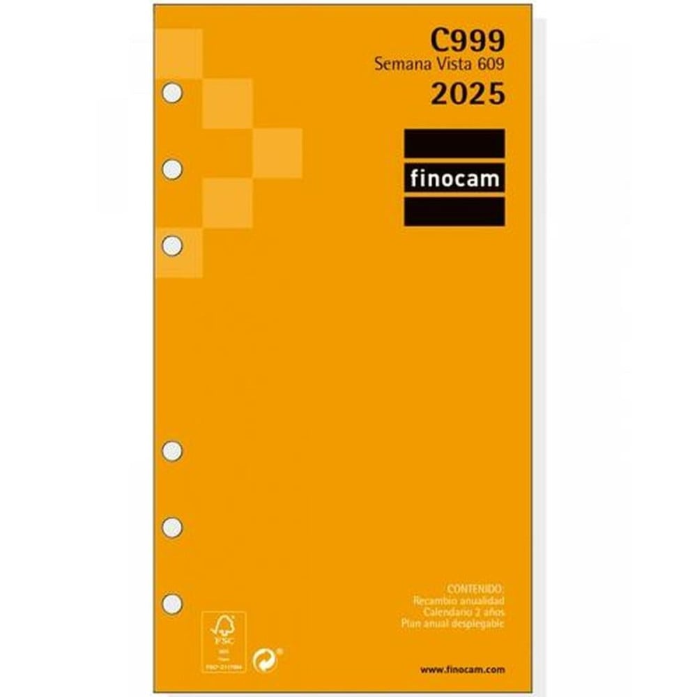 Recharge pour agenda Finocam CLASSIC C999 609 2025 9,4 x 17,1 cm