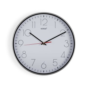 Wall Clock Versa White Silver Plastic Quartz 4,3 x 30,5 x 30,5 cm