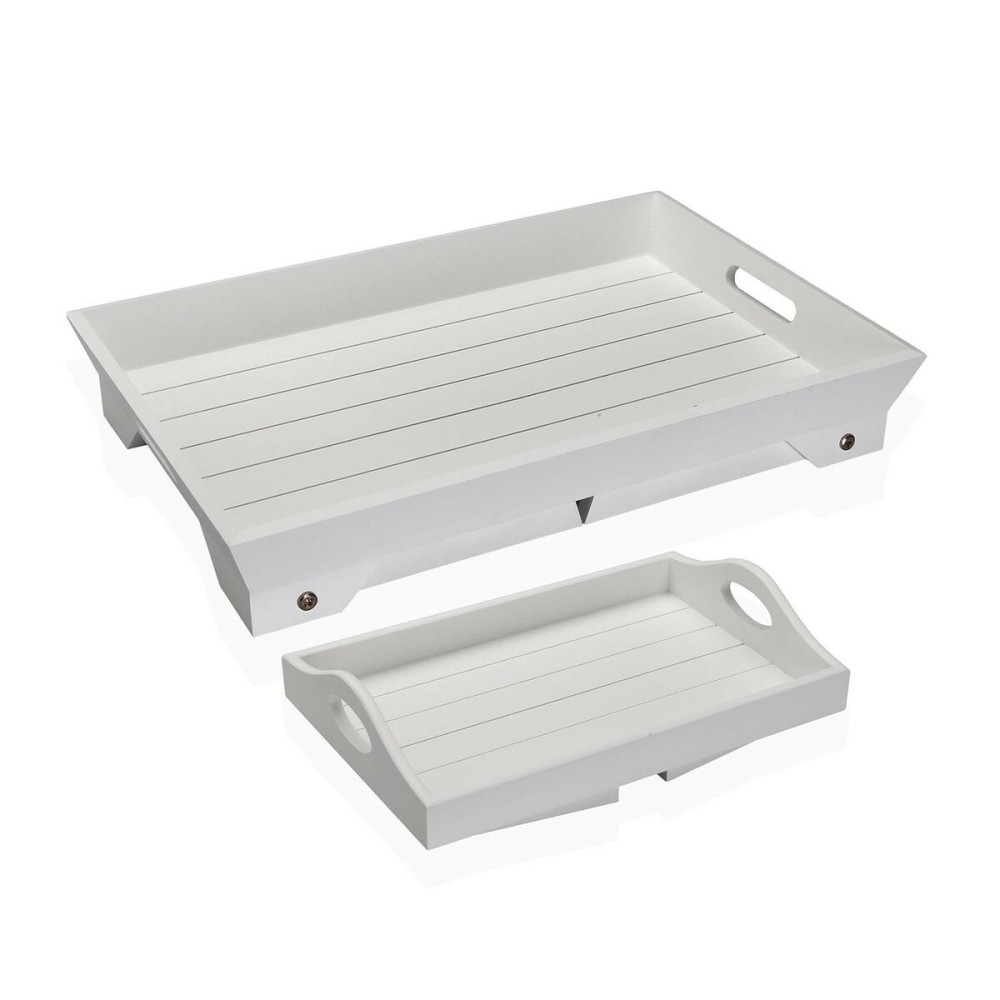 Set of trays Versa White MDF Wood 32 x 24 x 48 cm