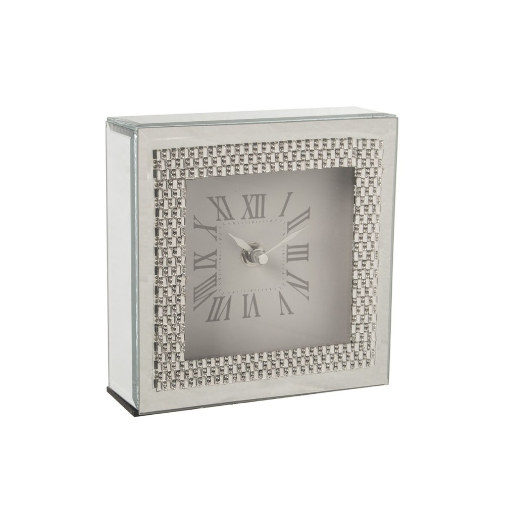 Table clock Alexandra House Living Grey Crystal Mirror 15 x 15 x 5 cm