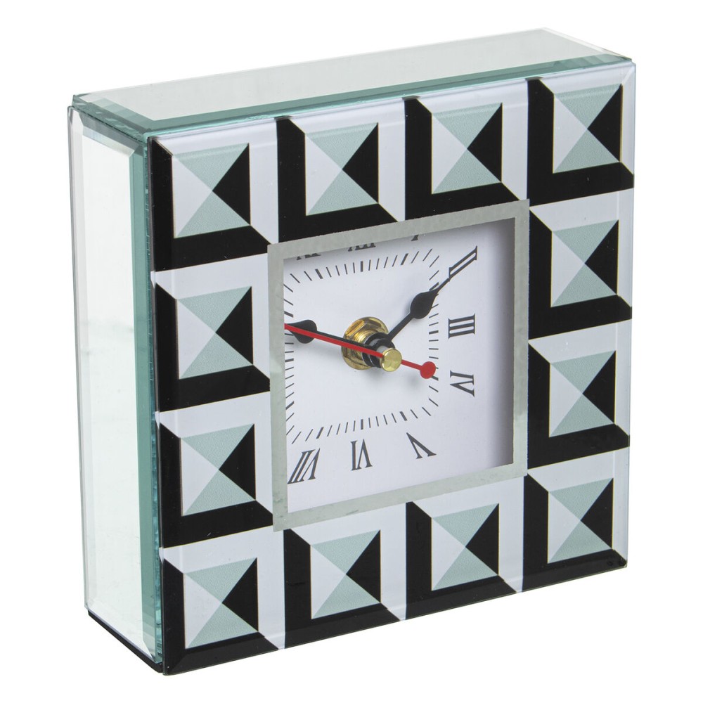 Horloge de table Alexandra House Living Blanc Noir Verre 14 x 14 x 4 cm