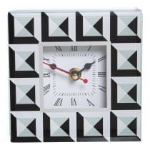 Horloge de table Alexandra House Living Blanc Noir Verre 14 x 14 x 4 cm