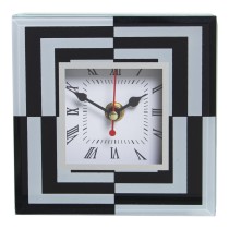 Horloge de table Alexandra House Living Blanc Noir Verre 14 x 14 x 4 cm