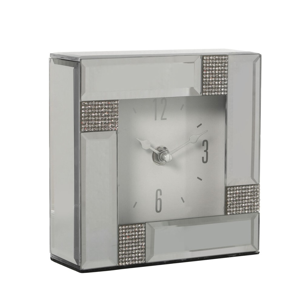 Table clock Alexandra House Living Grey Crystal Mirror 14 x 4 x 14 cm