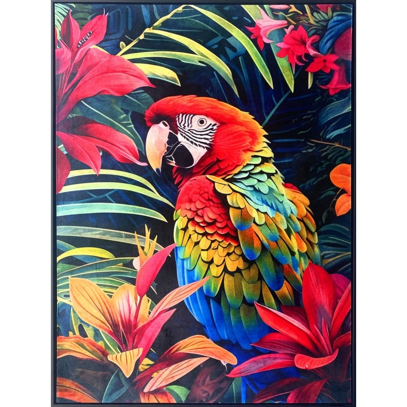 Painting Romimex Velvet MDF Wood Parrot 83 x 123 x 4 cm