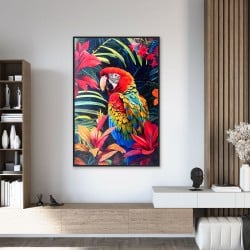 Painting Romimex Velvet MDF Wood Parrot 83 x 123 x 4 cm