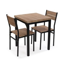 Table set with 2 chairs Versa PVC Metal MDF Wood 60 x 76 x 60 cm