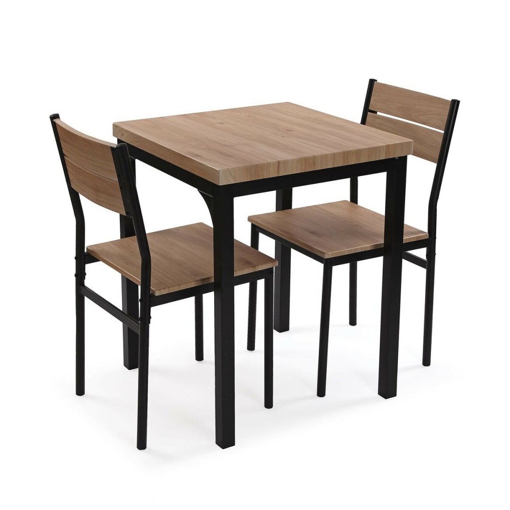 Ensemble Table + 2 Chaises Versa PVC Métal Bois MDF 60 x 76 x 60 cm