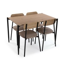 Ensemble Table + 4 Chaises Versa PVC Métal Bois MDF 70 x 75 x 110 cm