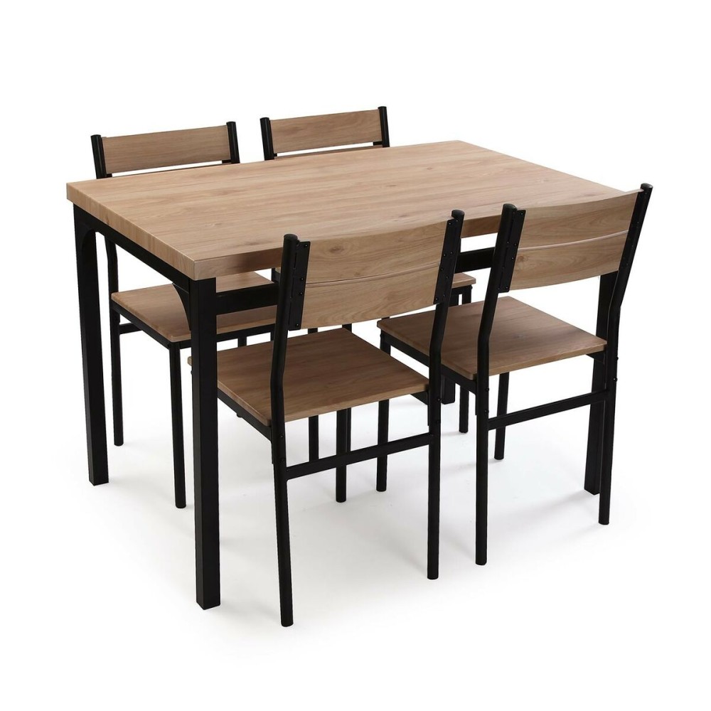 Ensemble Table + 4 Chaises Versa PVC Métal Bois MDF 70 x 76 x 110 cm