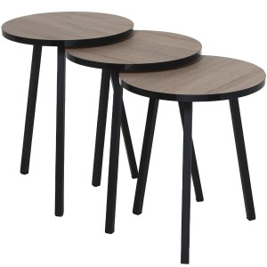 Jeu de 3 tables Alexandra House Living Noir Doré Bois