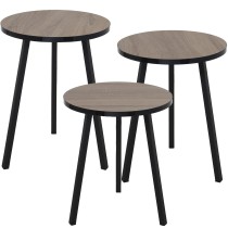 Set of 3 tables Alexandra House Living Black Golden Wood