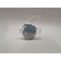 Decorative Figure Romimex Blue Glass Fish 15 x 10 x 15 cm