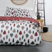 Duvet cover set TODAY Leaves White Red 240 x 220 cm 3 Pieces