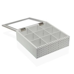 Boîte pour infusions Versa Blanc Bois MDF 24 x 8 x 17 cm