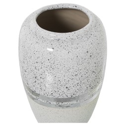 Vase Alexandra House Living Weiß Silberfarben aus Keramik 13 x 20 cm