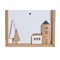 Wanduhr DKD Home Decor Weiß Braun Holz Aluminium Häuser Urban 20 x 4 x 30 cm