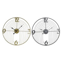 Wall Clock DKD Home Decor Black Golden Metal Modern 45 x 3 x 45 cm (2 Units)